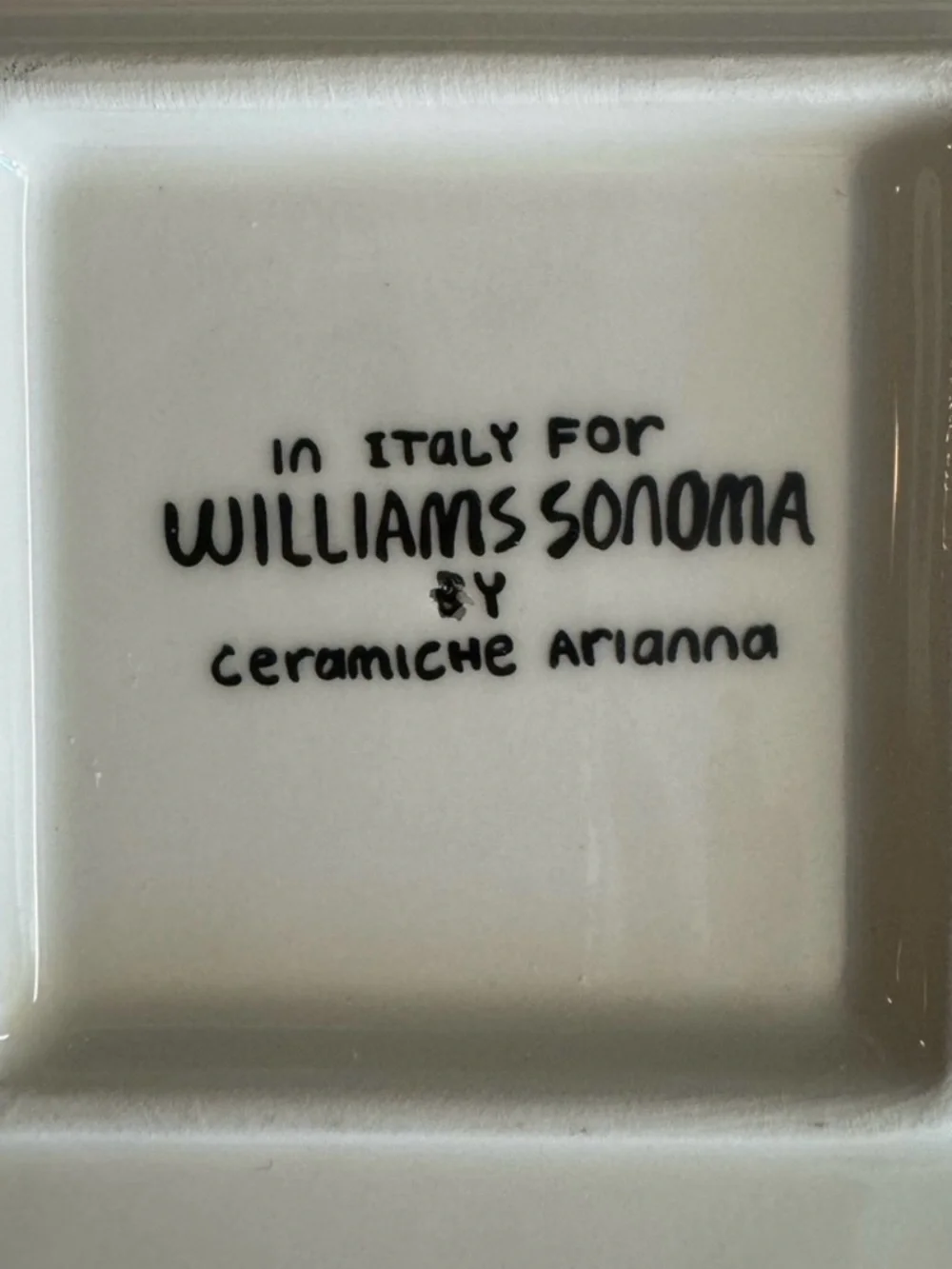 Vintage Retired Williams Sonoma 13” Ceramic Square Serving Dish.Made in Italy.
